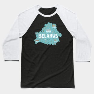 Republic of Belarus Illustrated Map Baseball T-Shirt